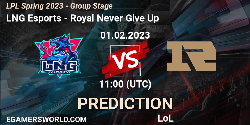 Pronóstico LNG Esports - Royal Never Give Up. 01.02.23, LoL, LPL Spring 2023 - Group Stage