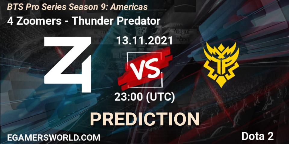 Pronóstico 4 Zoomers - Thunder Predator. 13.11.21, Dota 2, BTS Pro Series Season 9: Americas