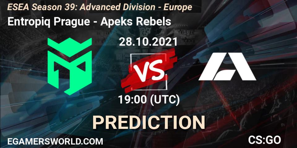Pronóstico Entropiq Prague - Apeks Rebels. 28.10.2021 at 19:00, Counter-Strike (CS2), ESEA Season 39: Advanced Division - Europe