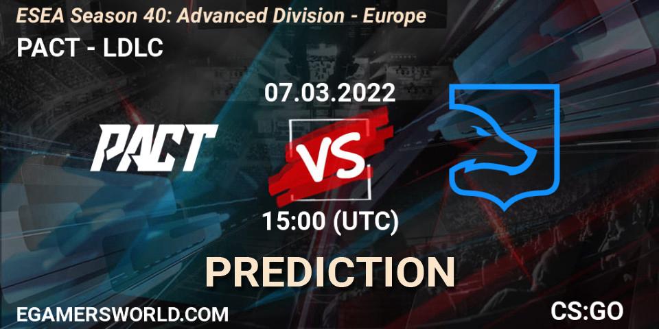 Pronóstico PACT - LDLC. 07.03.2022 at 15:00, Counter-Strike (CS2), ESEA Season 40: Advanced Division - Europe