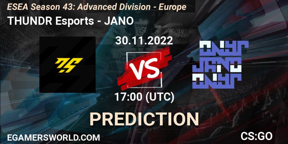 Pronóstico THUNDR Esports - JANO. 30.11.22, CS2 (CS:GO), ESEA Season 43: Advanced Division - Europe