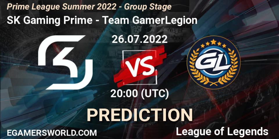Pronóstico SK Gaming Prime - Team GamerLegion. 26.07.2022 at 20:00, LoL, Prime League Summer 2022 - Group Stage