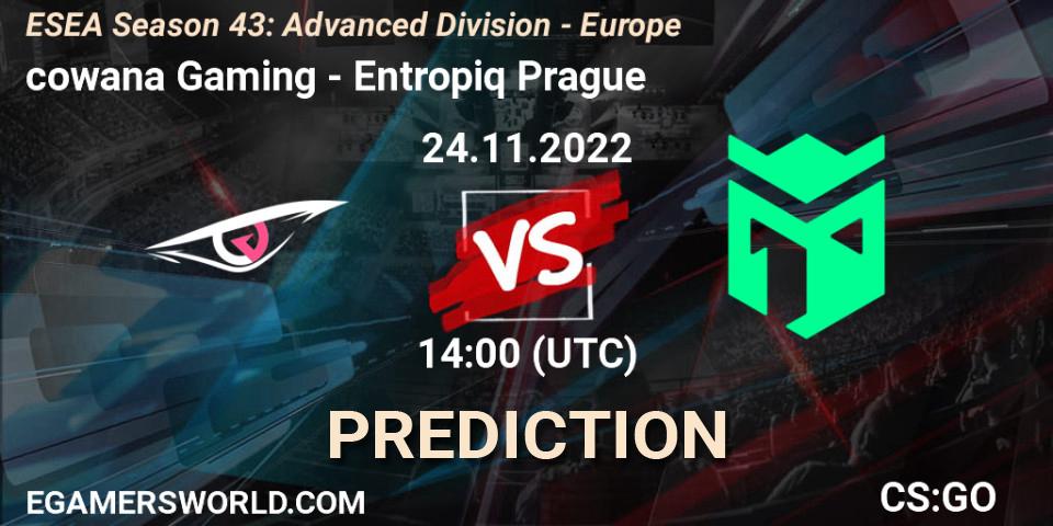 Pronóstico cowana Gaming - Entropiq Prague. 24.11.2022 at 14:00, Counter-Strike (CS2), ESEA Season 43: Advanced Division - Europe