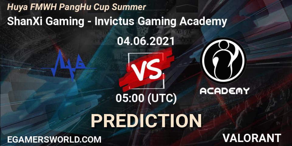 Pronóstico ShanXi Gaming - Invictus Gaming Academy. 04.06.2021 at 05:00, VALORANT, Huya FMWH PangHu Cup Summer