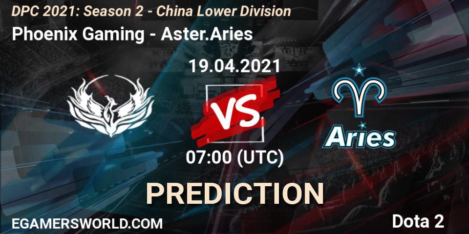 Pronóstico Phoenix Gaming - Aster.Aries. 19.04.2021 at 06:54, Dota 2, DPC 2021: Season 2 - China Lower Division