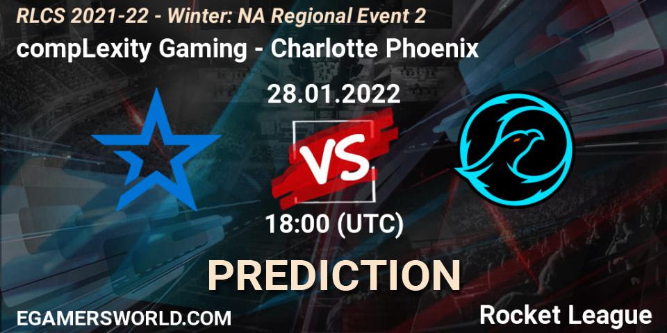 Pronóstico compLexity Gaming - Charlotte Phoenix. 28.01.2022 at 18:00, Rocket League, RLCS 2021-22 - Winter: NA Regional Event 2
