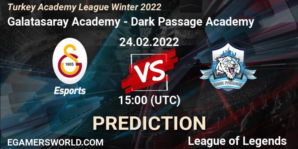 Pronóstico Galatasaray Academy - Dark Passage Academy. 24.02.2022 at 15:00, LoL, Turkey Academy League Winter 2022