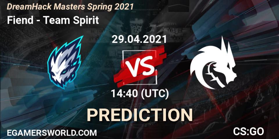 Pronóstico Fiend - Team Spirit. 29.04.2021 at 15:30, Counter-Strike (CS2), DreamHack Masters Spring 2021