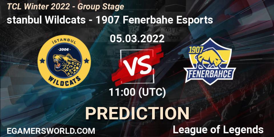Pronóstico İstanbul Wildcats - 1907 Fenerbahçe Esports. 05.03.22, LoL, TCL Winter 2022 - Group Stage