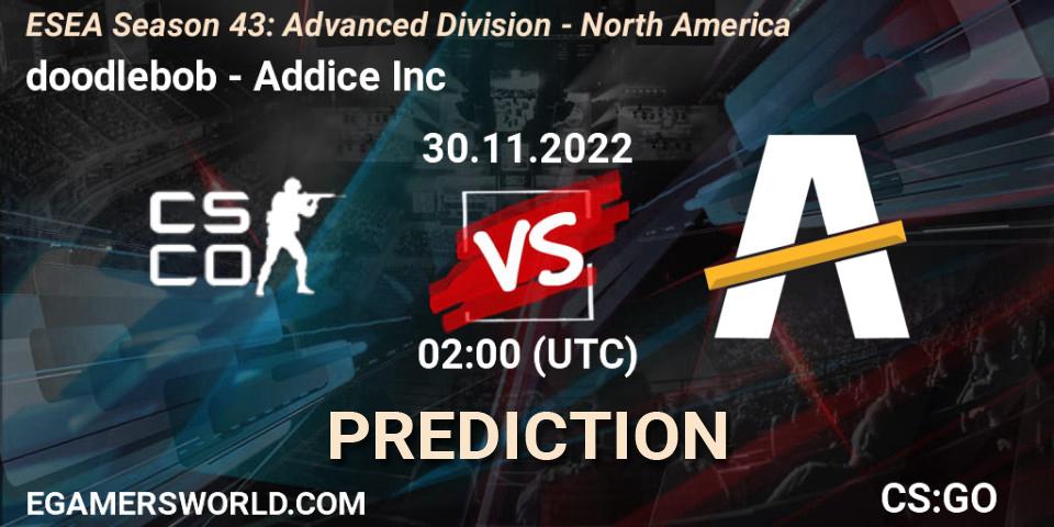 Pronóstico doodlebob - Addice Inc. 30.11.22, CS2 (CS:GO), ESEA Season 43: Advanced Division - North America