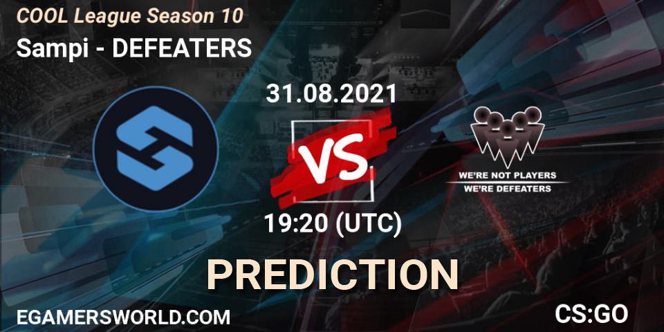 Pronóstico Sampi - DEFEATERS. 31.08.2021 at 19:20, Counter-Strike (CS2), COOL League Season 10