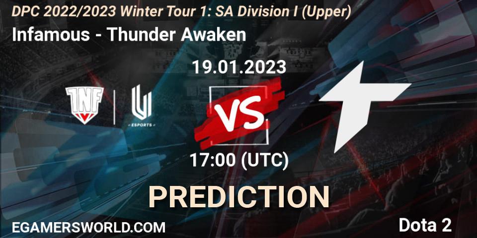 Pronóstico Infamous - Thunder Awaken. 19.01.23, Dota 2, DPC 2022/2023 Winter Tour 1: SA Division I (Upper) 