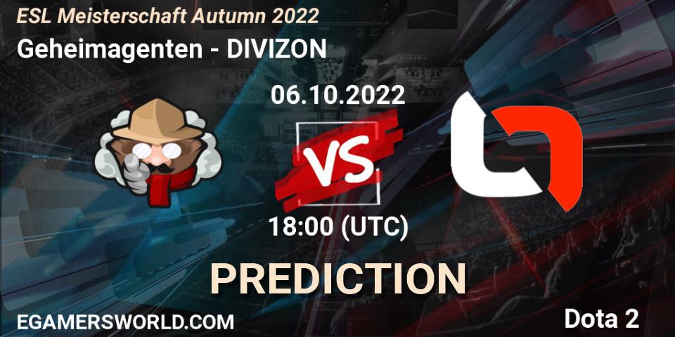 Pronóstico Geheimagenten - DIVIZON. 06.10.2022 at 18:00, Dota 2, ESL Meisterschaft Autumn 2022