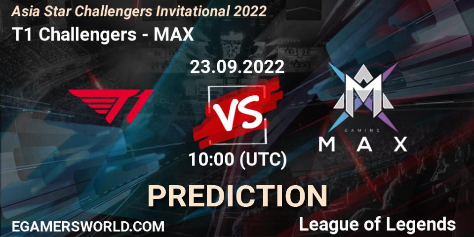 Pronóstico T1 Challengers - MAX. 23.09.2022 at 10:00, LoL, Asia Star Challengers Invitational 2022