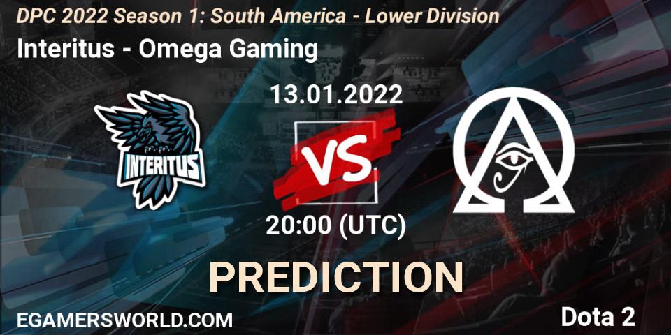 Pronóstico Interitus - Omega Gaming. 13.01.2022 at 20:00, Dota 2, DPC 2022 Season 1: South America - Lower Division