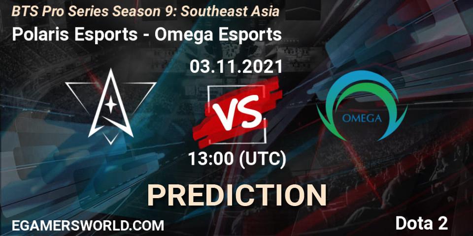 Pronóstico Polaris Esports - Omega Esports. 03.11.2021 at 13:20, Dota 2, BTS Pro Series Season 9: Southeast Asia