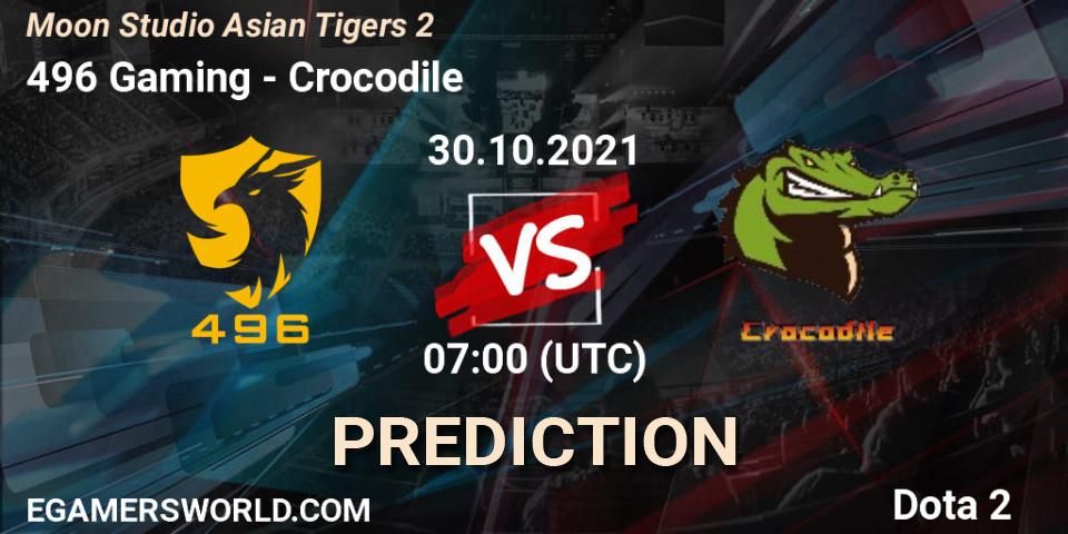 Pronóstico 496 Gaming - Crocodile. 30.10.2021 at 07:06, Dota 2, Moon Studio Asian Tigers 2