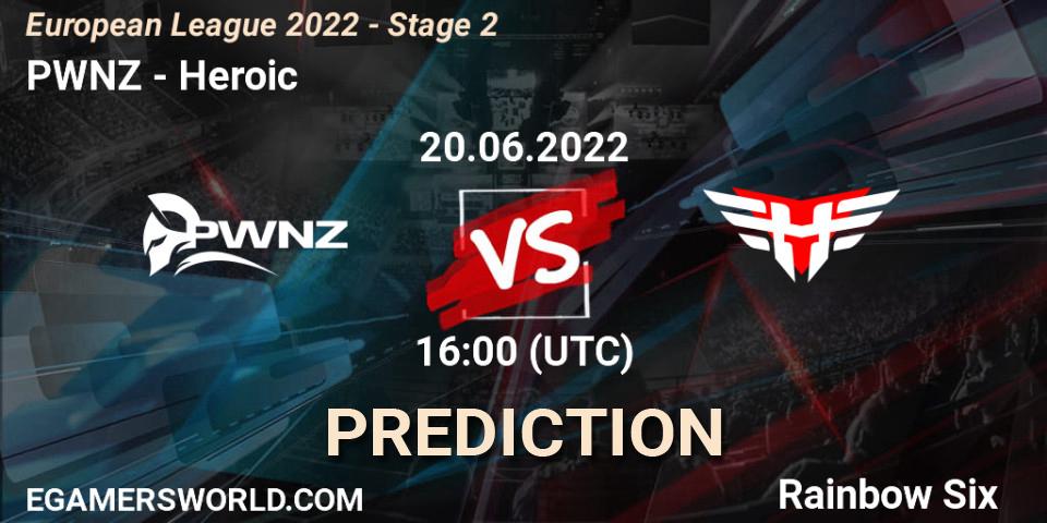Pronóstico PWNZ - Heroic. 20.06.2022 at 16:00, Rainbow Six, European League 2022 - Stage 2