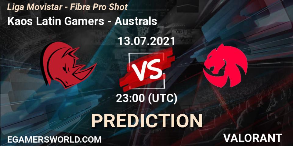 Pronóstico Kaos Latin Gamers - Australs. 13.07.2021 at 23:00, VALORANT, Liga Movistar - Fibra Pro Shot