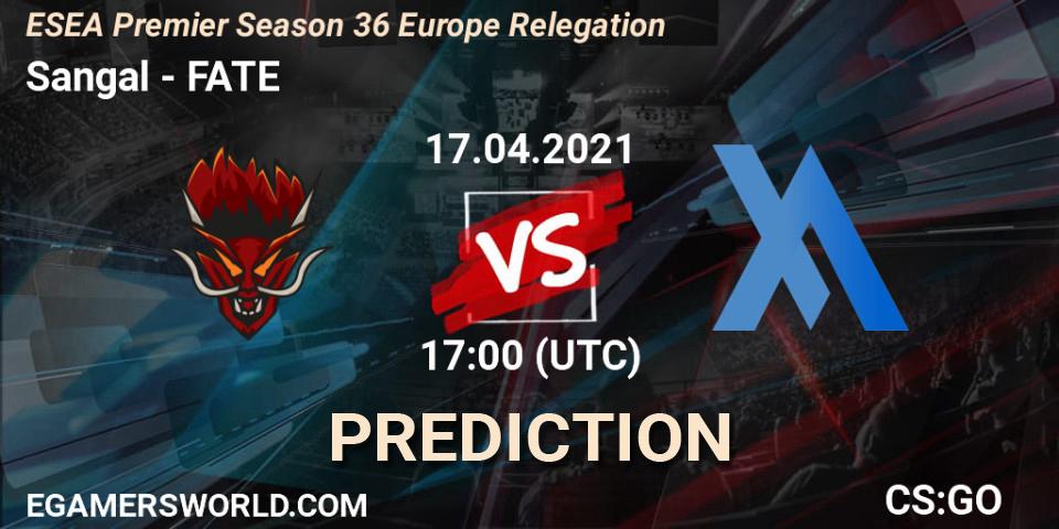 Pronóstico Sangal - FATE. 17.04.2021 at 18:00, Counter-Strike (CS2), ESEA Premier Season 36 Europe Relegation