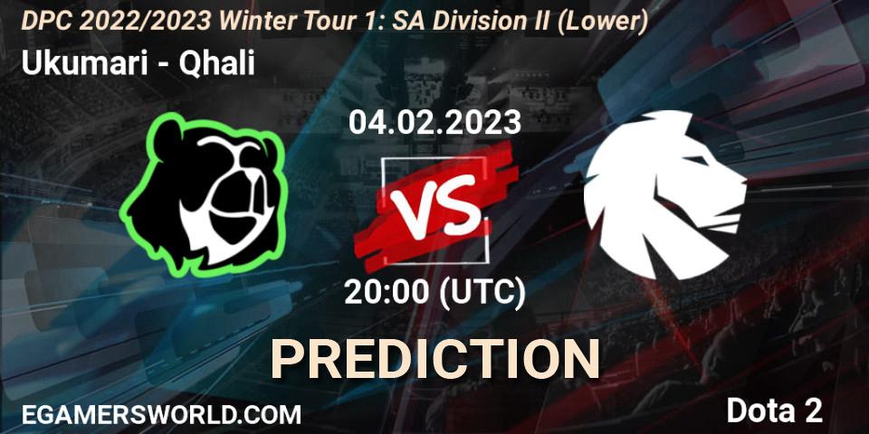Pronóstico Ukumari - Qhali. 04.02.23, Dota 2, DPC 2022/2023 Winter Tour 1: SA Division II (Lower)