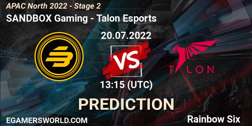 Pronóstico SANDBOX Gaming - Talon Esports. 20.07.2022 at 13:15, Rainbow Six, APAC North 2022 - Stage 2