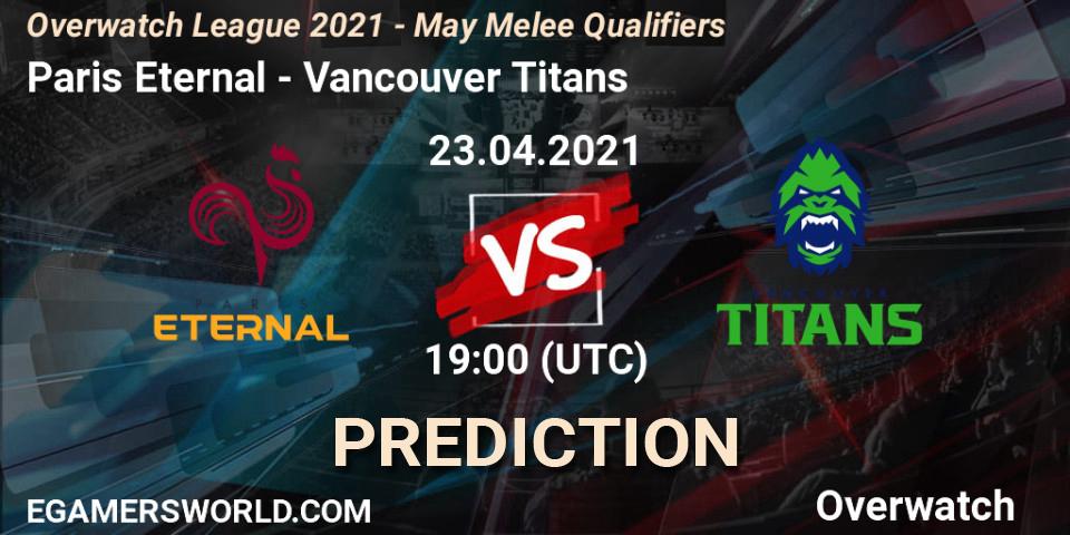 Pronóstico Paris Eternal - Vancouver Titans. 23.04.2021 at 19:00, Overwatch, Overwatch League 2021 - May Melee Qualifiers