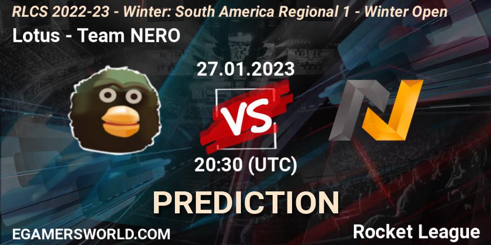 Pronóstico Lotus - Team NERO. 27.01.23, Rocket League, RLCS 2022-23 - Winter: South America Regional 1 - Winter Open