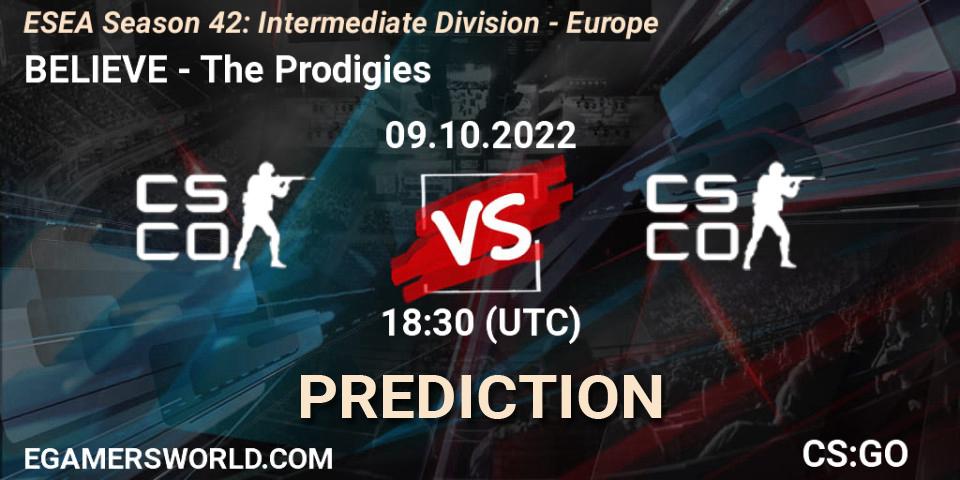 Pronóstico BELIEVE - The Prodigies. 10.10.2022 at 18:00, Counter-Strike (CS2), ESEA Season 42: Intermediate Division - Europe