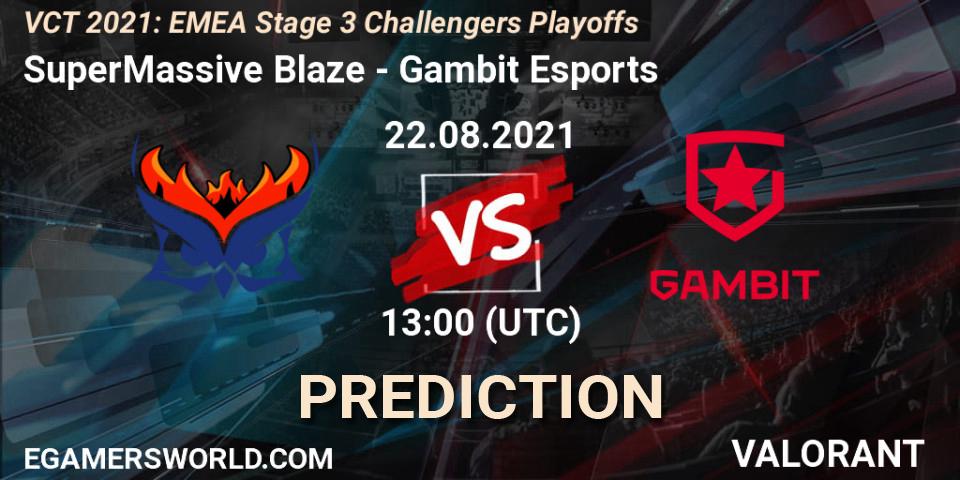 Pronóstico SuperMassive Blaze - Gambit Esports. 22.08.2021 at 13:00, VALORANT, VCT 2021: EMEA Stage 3 Challengers Playoffs
