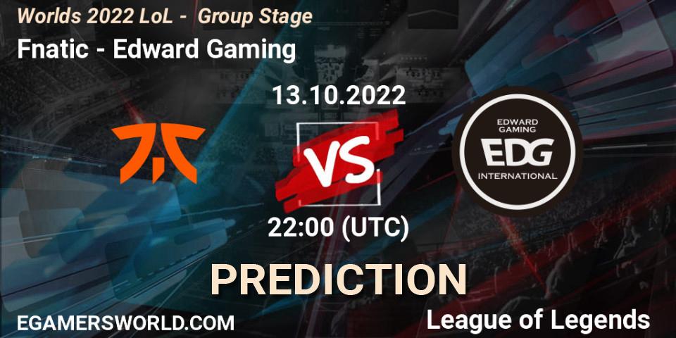 Pronóstico Fnatic - Edward Gaming. 13.10.2022 at 22:00, LoL, Worlds 2022 LoL - Group Stage
