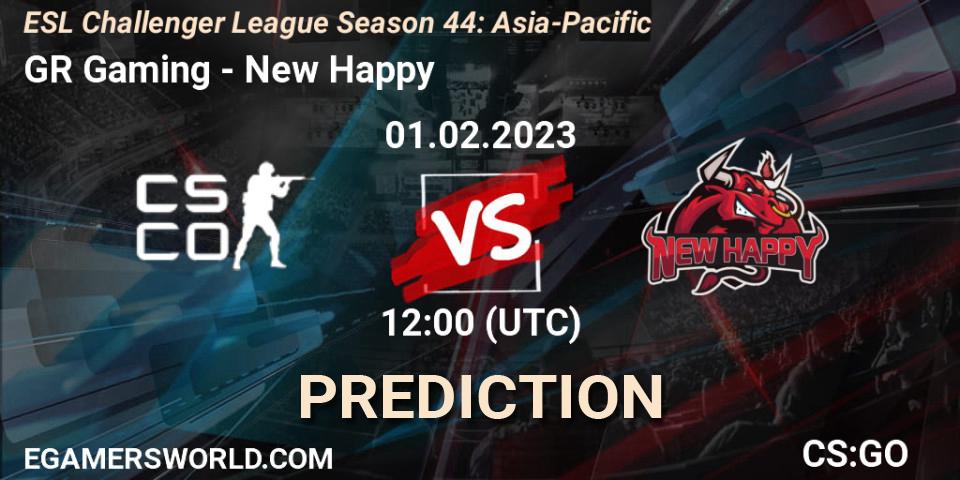 Pronóstico GR Gaming - New Happy. 01.02.23, CS2 (CS:GO), ESL Challenger League Season 44: Asia-Pacific