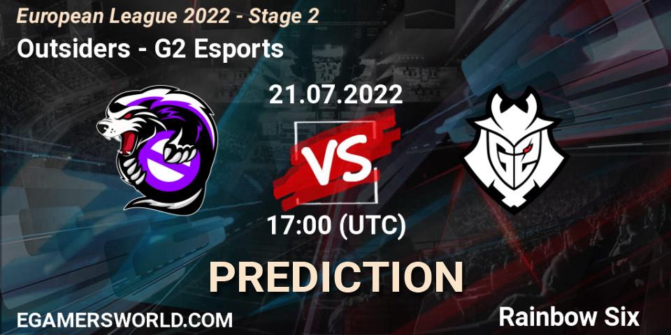 Pronóstico Outsiders - G2 Esports. 21.07.2022 at 21:00, Rainbow Six, European League 2022 - Stage 2