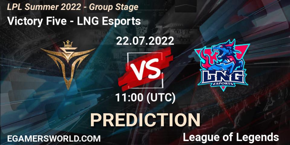 Pronóstico Victory Five - LNG Esports. 22.07.22, LoL, LPL Summer 2022 - Group Stage