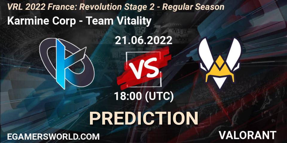Pronóstico Karmine Corp - Team Vitality. 21.06.2022 at 18:15, VALORANT, VRL 2022 France: Revolution Stage 2 - Regular Season