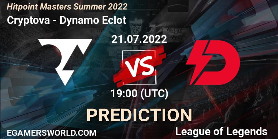 Pronóstico Cryptova - Dynamo Eclot. 21.07.2022 at 19:30, LoL, Hitpoint Masters Summer 2022