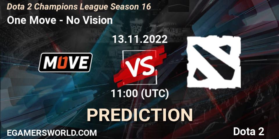 Pronóstico One Move - No Vision. 13.11.2022 at 11:00, Dota 2, Dota 2 Champions League Season 16