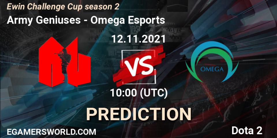 Pronóstico Army Geniuses - Omega Esports. 11.11.2021 at 10:38, Dota 2, Ewin Challenge Cup season 2