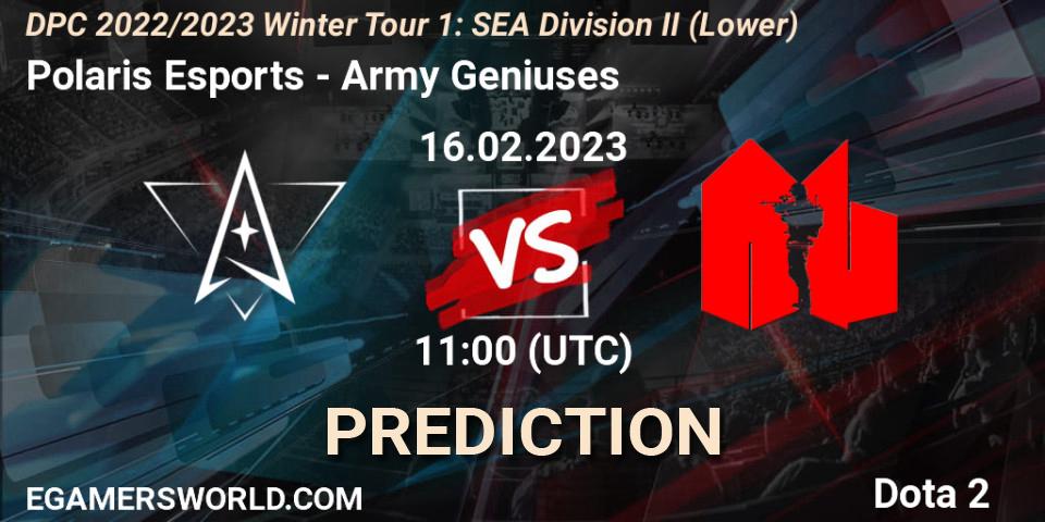 Pronóstico Polaris Esports - Army Geniuses. 17.02.23, Dota 2, DPC 2022/2023 Winter Tour 1: SEA Division II (Lower)