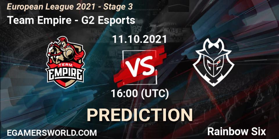 Pronóstico Team Empire - G2 Esports. 11.10.21, Rainbow Six, European League 2021 - Stage 3