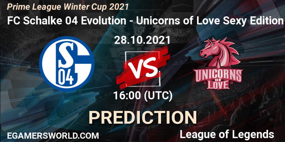 Pronóstico FC Schalke 04 Evolution - Unicorns of Love Sexy Edition. 28.10.21, LoL, Prime League Winter Cup 2021
