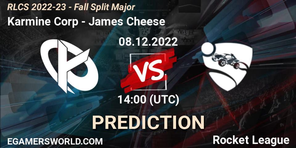 Pronóstico Karmine Corp - James Cheese. 08.12.2022 at 13:30, Rocket League, RLCS 2022-23 - Fall Split Major