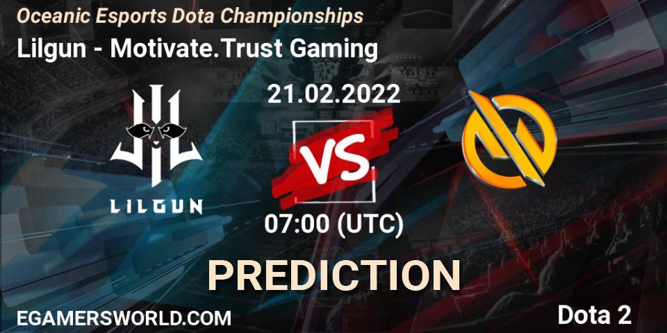 Pronóstico Lilgun - Motivate.Trust Gaming. 21.02.2022 at 07:14, Dota 2, Oceanic Esports Dota Championships