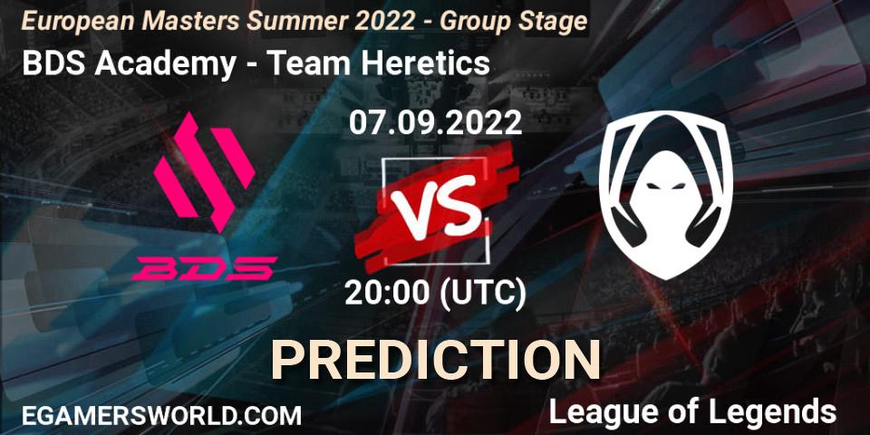 Pronóstico BDS Academy - Team Heretics. 07.09.2022 at 20:00, LoL, European Masters Summer 2022 - Group Stage