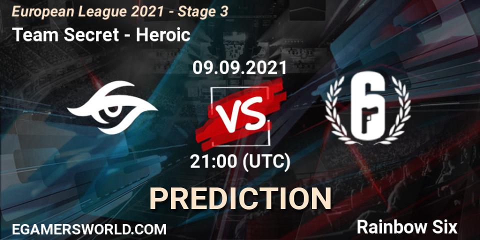 Pronóstico Team Secret - Heroic. 09.09.2021 at 21:00, Rainbow Six, European League 2021 - Stage 3