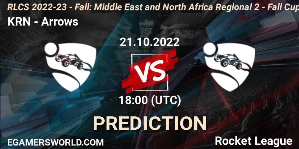 Pronóstico KRN - Arrows. 21.10.2022 at 17:00, Rocket League, RLCS 2022-23 - Fall: Middle East and North Africa Regional 2 - Fall Cup