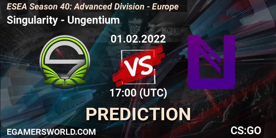 Pronóstico Singularity - Ungentium. 01.02.2022 at 17:00, Counter-Strike (CS2), ESEA Season 40: Advanced Division - Europe