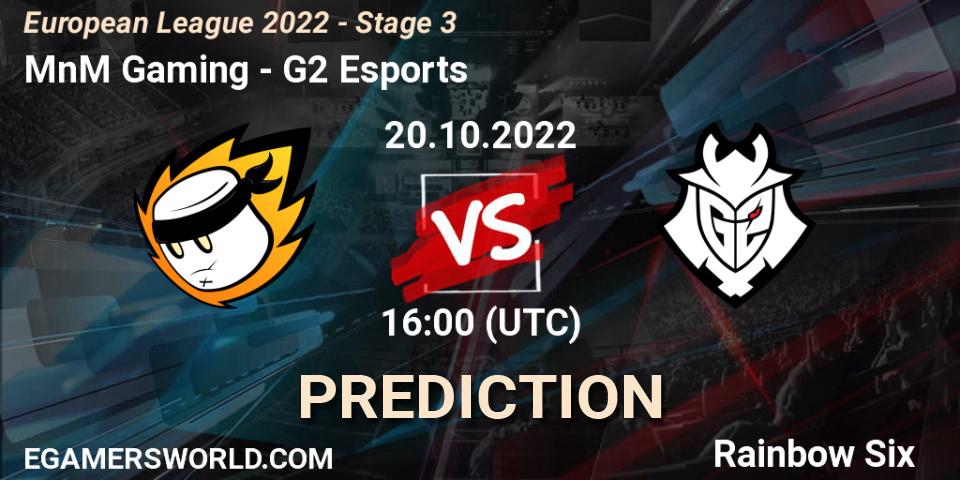 Pronóstico MnM Gaming - G2 Esports. 20.10.2022 at 19:45, Rainbow Six, European League 2022 - Stage 3