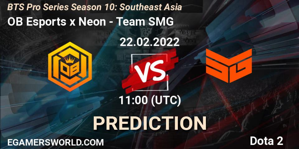 Pronóstico OB Esports x Neon - Team SMG. 22.02.2022 at 11:03, Dota 2, BTS Pro Series Season 10: Southeast Asia