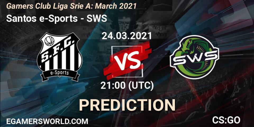 Pronóstico Santos e-Sports - SWS. 24.03.2021 at 21:00, Counter-Strike (CS2), Gamers Club Liga Série A: March 2021